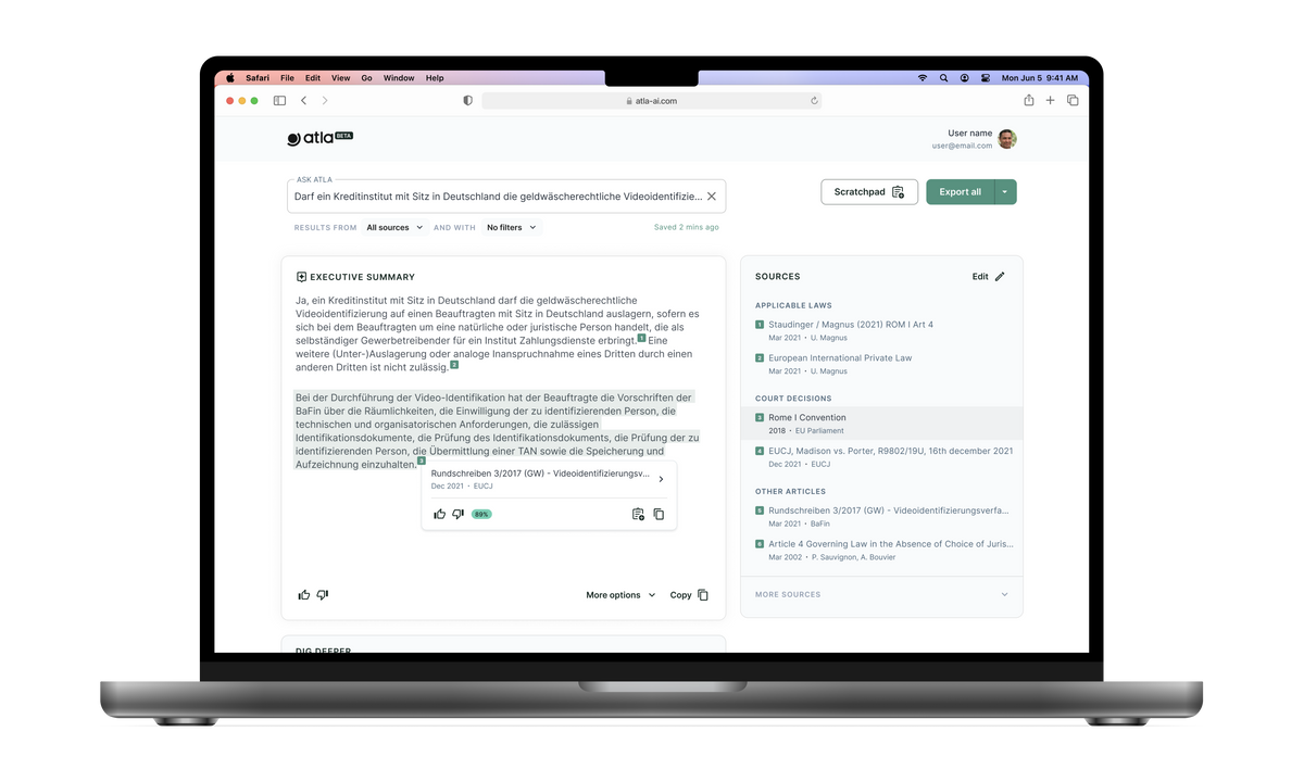 Building an AI legal assistant for atla (YC S23)